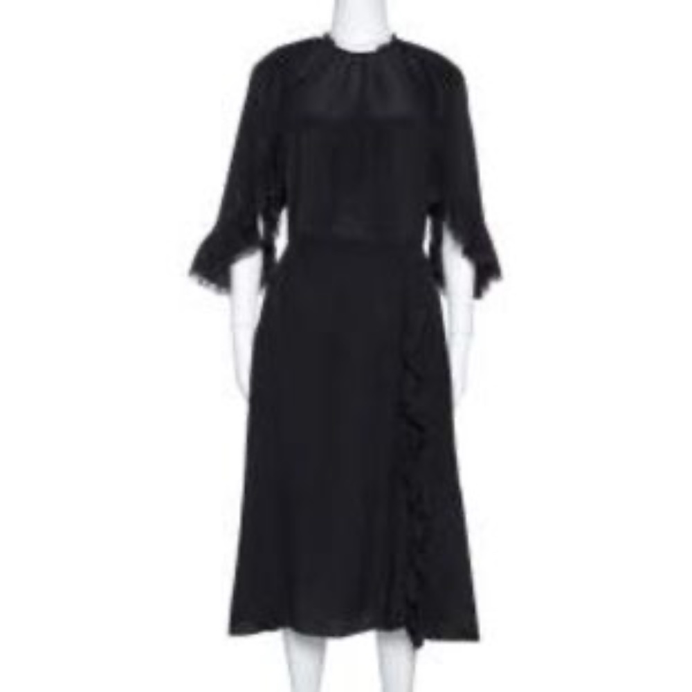 Prada ruffled lace-trimmed silk crepe de Chine -- EU44